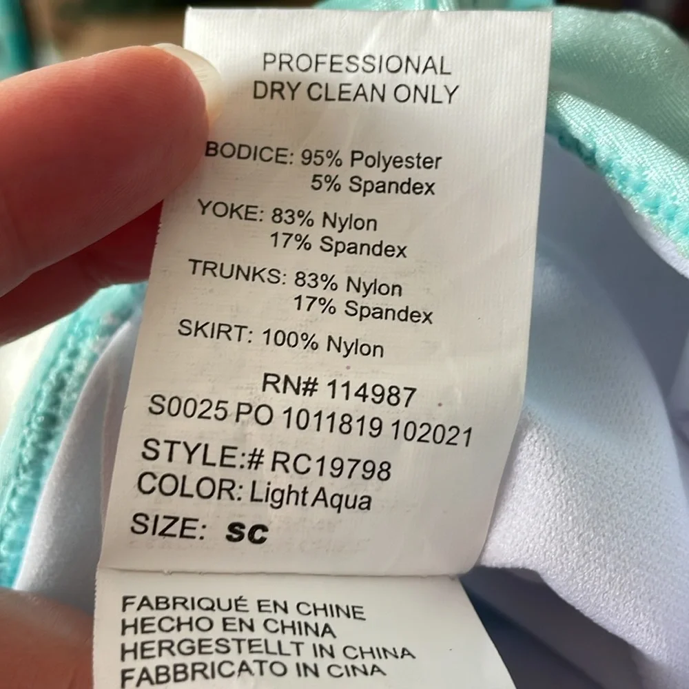 REVOLUTION UEC Girls Sz SC (5/6) Light Aqua Blue Dance ice skating costume tulle